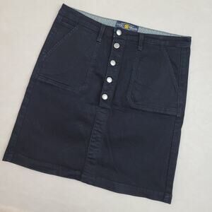 Lucky Brand Women's Utility Midi Skirt Size 6 Navy Denim 100% Cotton Button Down